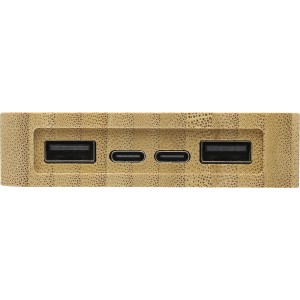 Napelemes powerbank, bambusz, barna